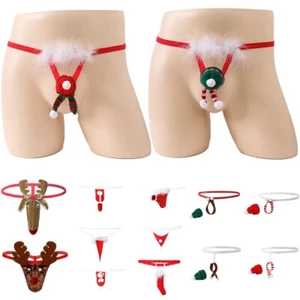 AU Mens Christmas Reindeer Underwear T-back Thongs Sexy Briefs Funny Xmas Gift - Picture 1 of 96