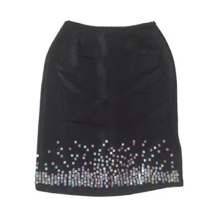 Next Women’s Black Silk Skirt Sequinned Straight Skirt Party Skirt Size 8 - Picture 1 of 6