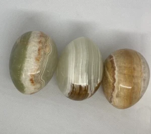 Vintage Marmor Alabaster Achat Geode Stein poliert Ei 3 Stück - Bild 1 von 12