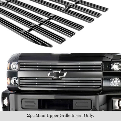 Fits 2015-2019 Chevy Silverado 2500/3500HD Upper Wide Rivet Billet Grille Insert - Image 1 of 4
