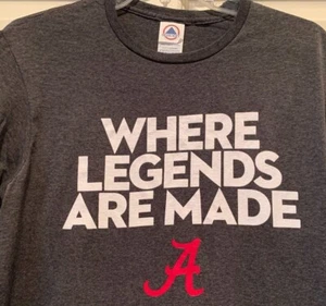 WHERE LEGENDS ARE MADE ALABAMA CRIMSON TIDE T-SHIRT Charcoal Heather - Picture 1 of 2