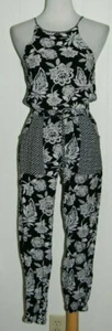 American Eagle Viscose Floral Print Spaghetti Strap Elastic Cuffs Jumpsuit XS - Picture 1 of 5