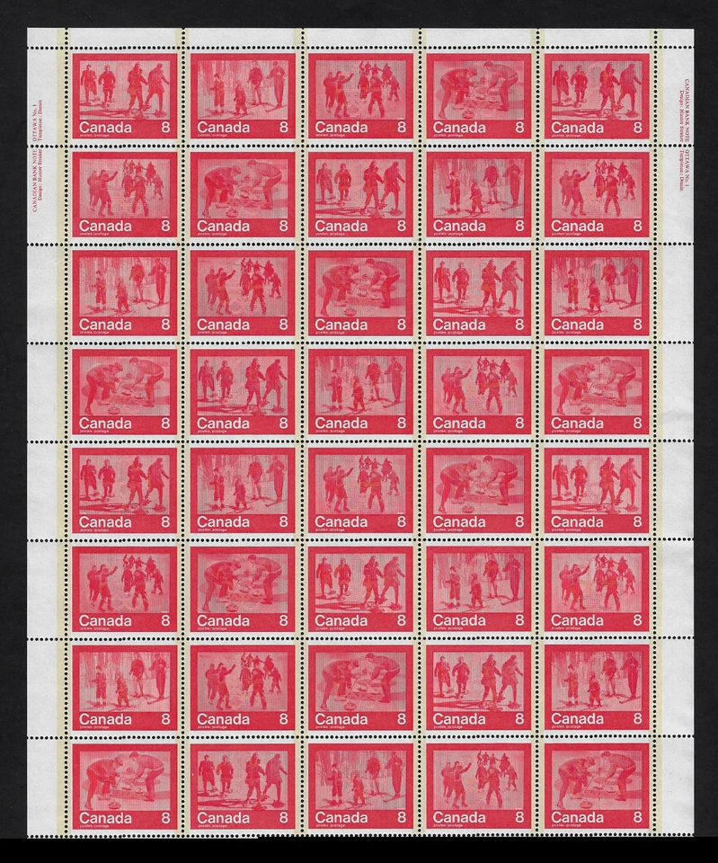 Canada Stamps — Full Pane of 40 — 1974, "Keep Fit" Winter Sports #644-647 / MNH - Image 1 of 1