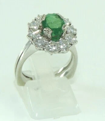 Damen Ring mit Smaragd & Diamant ca. 2.00 ct / 750er Gold - 54 (17,2 mm Ø)* - Bild 1 von 4