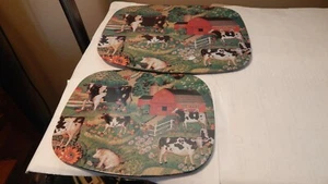 2 Stove & Counter Mats Trivets, dairy farm and more size 10x8 and 7.5x6.25 - Picture 1 of 6