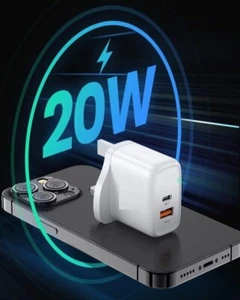 Cargador Rápido Usb-C Adaptador Corriente 20W Enchufe Para IPHONE 16 Pro Max 15 - Imagen 1 de 25