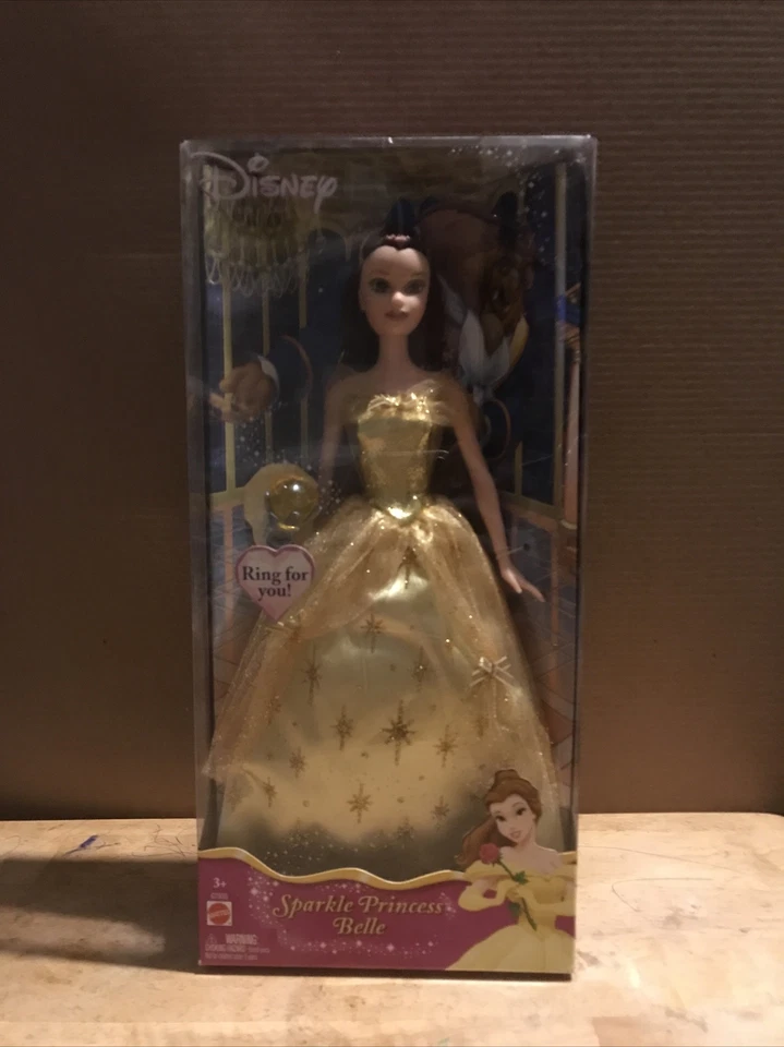 Disney Sparkle Princess Belle Doll With Ring G7935 Mattel 2004 NRFP