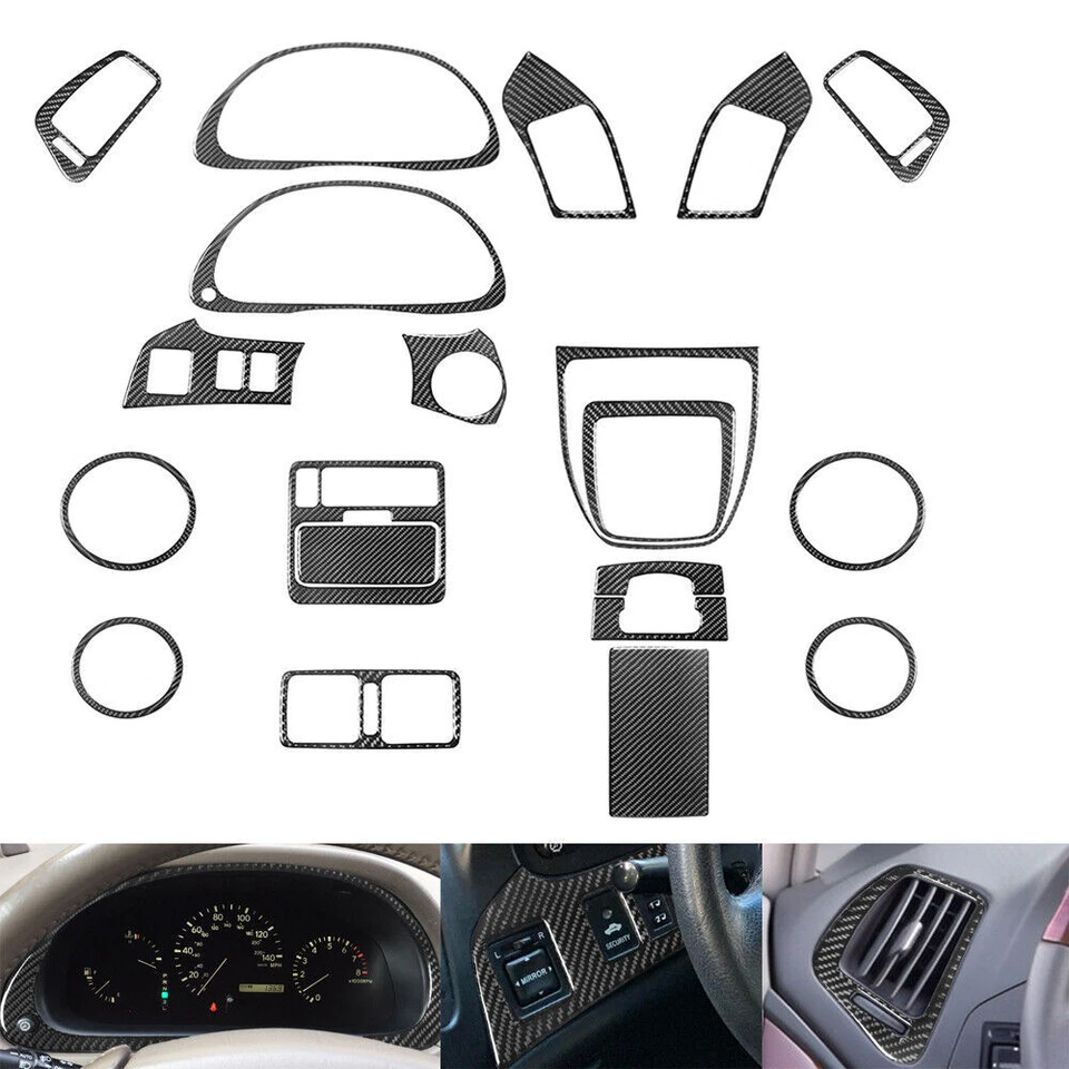 Juego completo de 20 piezas de embellecedores interiores de fibra de carbono para Lexus RX300 1998-2003 Foto 1 de 4