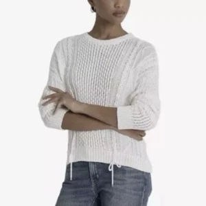 Suéter tejido con cable de algodón blanco para mujer Lauren Ralph Lauren talla S - Imagen 1 de 8