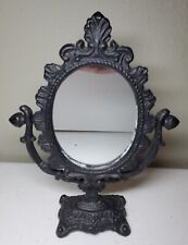 Black Victorian style Cast Iron Table Vanity Mirror 12"