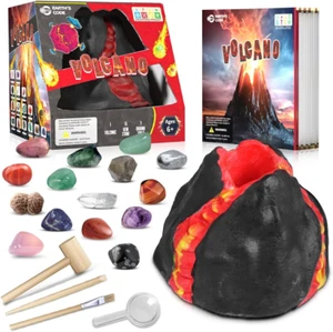 Volcano Gemstone Dig Kit, Science STEM Educational Toys Gifts for Kids Age 6-12 - Picture 1 of 12