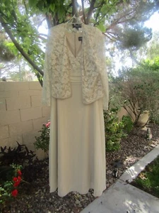 ABENDKLEID KLEID BEIGE 12 R UND M mit Schal Hochzeit Abschlussball Damen - Bild 1 von 3