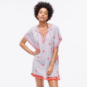 Túnica de playa bordada a rayas J.Crew L2790 XS - Imagen 1 de 8