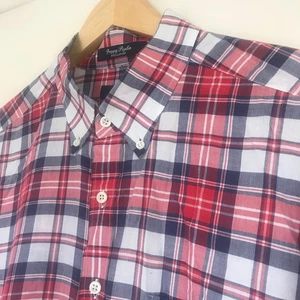GANT Shirt Size 2XL XXL Mens Red Gingham Check Regular Fit Cotton Long Sleeve - Picture 1 of 14