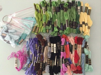Embroidery Thread DMC J&P Coats Lot 75 Skeins Lots Of Green - Image 1 of 4