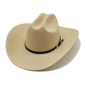 Mens Straw Cowboy Hat Unisex Western Beach Sun Hat for Men Women Wide Brim Fe... - Picture 1 of 7
