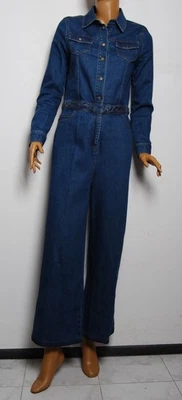 Valentino Women Blue Jumpsuit Cotton Blend Belted Flared Denim Romper Sz IT 42 S - Image 1 of 4