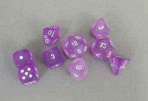 Set dadi gioco 9 pezzi Frosted Purple Chessex Polyedrich Pips D6 fuori produzione - Foto 1 di 2