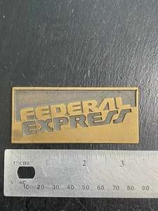 Federal Express Old Logo Advertising Nameplate Emblem Award Brass Plate - Picture 1 of 5