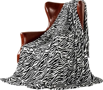 Decke für Sofa-150 x 230 cm Zebramuster-Kuscheldecke Flauschig weich, bunt,  - Bild 1 von 4