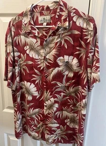 Vintage Island Shores Hawaii Camp Hemd rot Blumen Viskose S/S Knopfleiste Gr. L - Bild 1 von 4