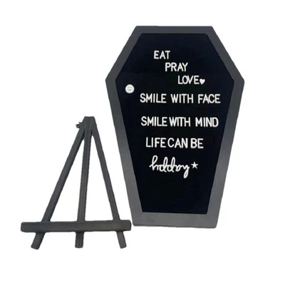 Halloween Letter Board Black Felt Coffin Letter Board Gothic Decor Message - Image 1 of 4