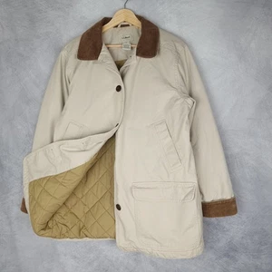 Cappotto LL Bean Barn donna grande marrone trapuntato foderato cappotto lavoro velluto a coste colletto - Foto 1 di 20