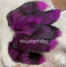Fushia Real Fox Tail Real Fur Tail Dyed of silver fox tail Keychain Bag Pendant
