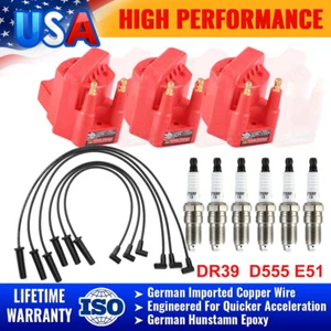 Ignition Coil DR39 & Spark Plug & Wire Set For 1996-08 Buick Lucerne Chevy 3.8L - Picture 1 of 12