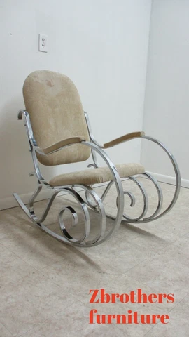 Vintage Italian Chrome Rocker Rocking Chair Mid Century Cover
