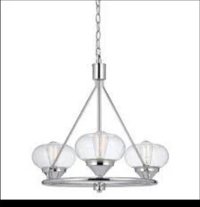 Cal Lighting 60w X 3 Maywood Glass Chendelier (Edison Bulbs Not Included)... - Picture 1 of 1