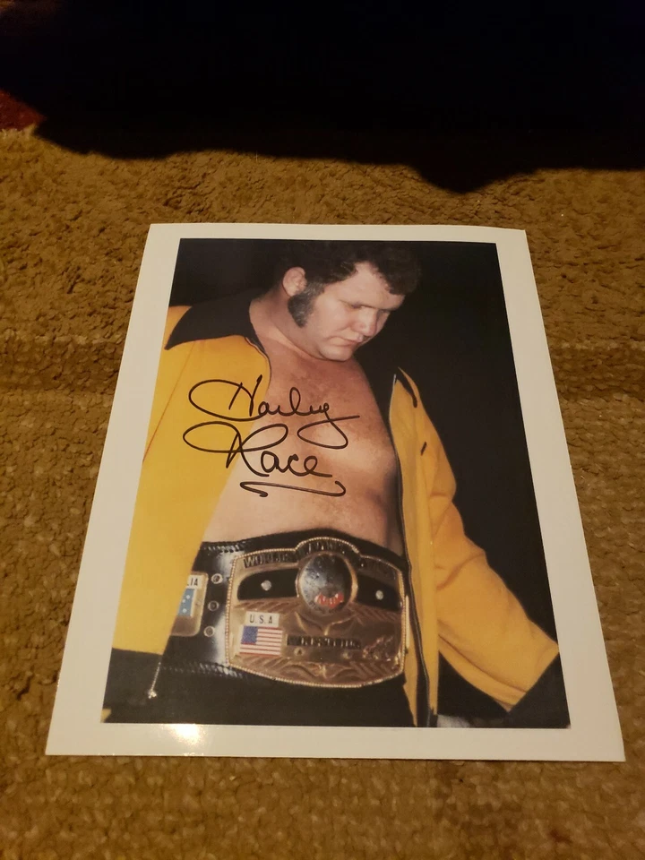 WWF 亲笔签名 8x10 Harley Race Live 签名 wwe wcw ecw tna  — 第 1/2 张图片