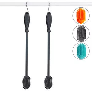 2 Pack Silicone Bottle Brush Cleaner Lab Cleaning Brush for Baby Bottles Gray - Picture 1 of 7
