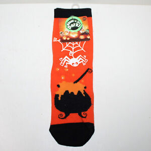 Kids Halloween Socks Glow In The Dark one size orange unisex Spider bat