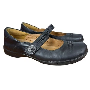Clarks Unstructured Un Linda Black Leather Mary Jane Flats Loafers Shoes 6.5 W - Picture 1 of 16