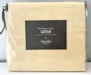 Martha Stewart Collection Solid 400 Thread Ct 100% Cotton Sateen Twin Flat Sheet - Picture 1 of 2
