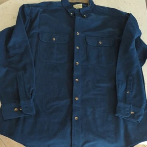 Cabelas Mens Tall X-Large Long Sleeve Button Front Pockets Flannel Blue - Picture 1 of 16