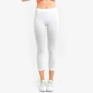 Capri Leggings Yoga Pants Cropped Seamless Women Solid Capris Stretchy Women - Picture 1 of 23