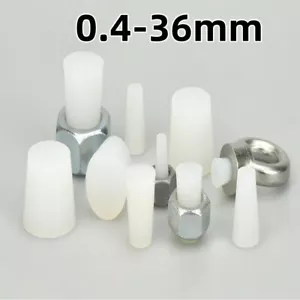 0.4-36mm Tapered Silicone Hole Plugs Solid Stopper White Seal Blanking End Caps - Picture 1 of 37