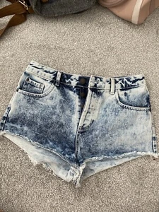 topshop MOTO denim shorts size 10 Festival Ibiza - Picture 1 of 3