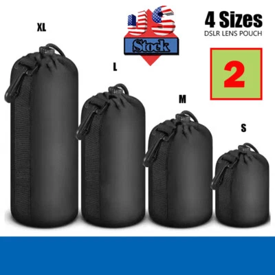 2x S-XL DSLR Camera Len Pouch Case Bag Cover Neoprene For Canon Nikon Sony - Image 1 of 4
