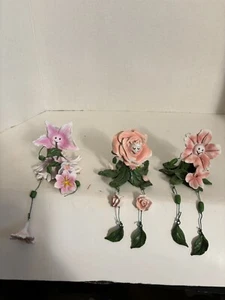 3 Anthropomorphic Flower Shelf Sitter Figurine  Chipped - Picture 1 of 10