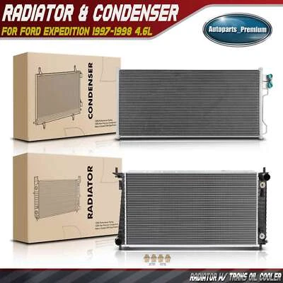 Nuevo kit de refrigeración de radiador y condensador de CA para Ford Expedition 1997-1998 V8 4,6 L Foto 1 de 4
