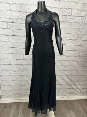Jump Apparel by Wendye Chaitin Halter Neck Blue Beaded Gown Women’s 5/6 Y2K - Image 1 of 4