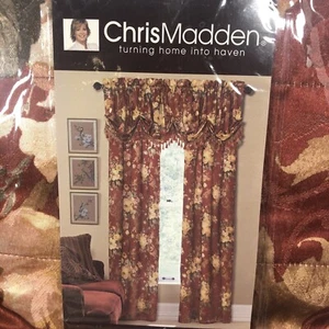 CHRIS MADDEN Whitley Bishop Valance Lot Of TWO JCPenney Home 82 x 14 Red Floral - Picture 1 of 12