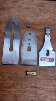 vintage Stanley No6 plane iron, cap iron, lever cap, screw old tool parts - Image 1 of 4