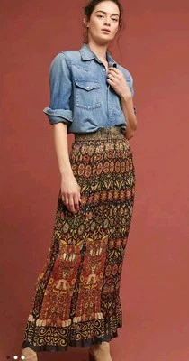 Maxi falda plisada Anthropologie Anna SUI P Foto 1 de 4