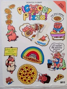 Vintage BJ Pizza Sticker Scratch N Sniff 6" Sheet - RARE & HTF - Picture 1 of 2