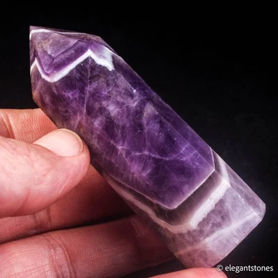 77g77mm Chevron Amethyst Point Natural Crystal Obelisk Tower Healing Gemstone - Image 1 of 4