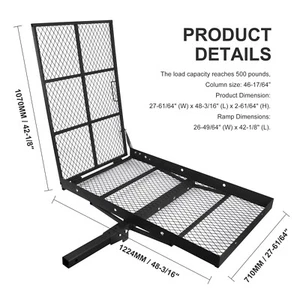 500 Lb Foldable Wheelchair Scooter Disability Carrier Rack Luggage Mobility Ramp - Picture 1 of 12